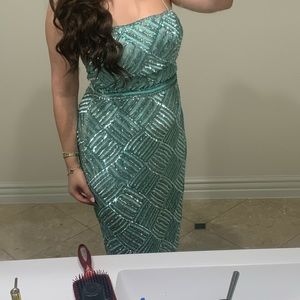 Aqua midi dress open back